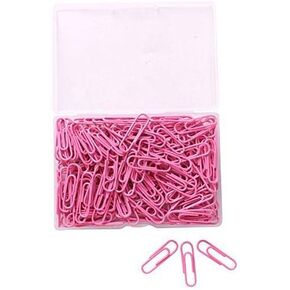 PTC Office 180PCS Colored Paperclips Metal Bookmark Memo Note Paper Clip, 28mm, (Pink)