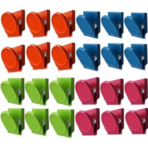 24 قطعة من المشابك المغناطيسية، مشابك معدنية مغناطيسية، مشبك مغناطيس حائطي للثلاجة، مشابك مذكرة مذكرة، مشابك معدنية مغناطيسية، متعددة الألوان in Kuwait