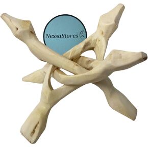 NessaStores- Natural Carved Tripod Wood Stand Holder 6 Inch #JC-065 (1 pc)