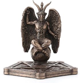 Veronese Design 4 1/2 Inch Baphomet Incense Burner Pentagram Resin Statue Bronze Finish