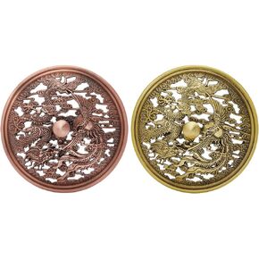 DICOSMETIC 2 Colors Incense Burner Cover Alloy Cover with Dragon Patterns Antique Bronze Red Copper Round Lids Vintage Cone Incense Cover for Incense Burner, Inner Diameter: 71mm