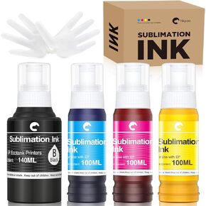 Hiipoo 440ML Sublimation Ink Refilled Bottles Compatible for Epson ET2400 ET2720 ET2760 ET2750 ET4800 ET-2800 ET-2803 ET-2850 Inkjet Printers Heat Press Transfer on Mugs T-Shirts