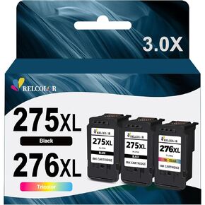 3 Pack 275XL 276XL Remanufactured Ink Cartridge Replacement for Canon 275 276 XL PG-275 CL-276 PG275 CL276 XL Cannon 2-Black,1-Color Combo to TS3520 TS3522 TS3500 TR4720 TR4700 TR4722 Printer
