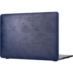 Compatible with MacBook Air 13 Inch Case Premium Leather Case 2020 2019 2018 Release A2337 M1 A2179 A1932 with Touch ID, Italian PU Leather Hard Shell Cover (Blue)