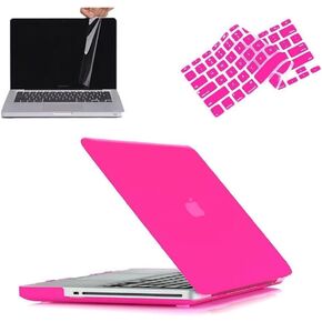 RUBAN for MacBook Pro 13 Inch case A1278 Release 2012-2008, Plastic Hard Shell Case with Keyboard & Screen Cover for Old Pro 13 with CD-ROM (Rose Pink, for MacBook Pro 13" with CD-ROM A1278)