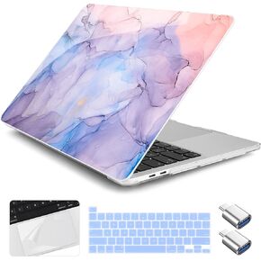Case for MacBook Pro 13 inch 2020 2022 Released M2/M1 Chip A2338/A2251/A2289, Plastic Hard Shell Laptop Case with Keyboard Cover & Trackpad Protector & 2 OTG Adapters, Galaxy Sky