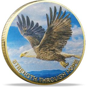 Christian Eagle Soar Challenge Coin - Strength Through Hope, Inspirational AA Sobriety Chip