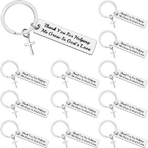 12PCS Sunday School Teacher Gift Religious Teacher Keychain Bible Teacher Gift Teacher Appreciation Gift Sunday School Teacher Appreciation Gift Gift for Godparent Religious Gift for Mentor Nanny Gift