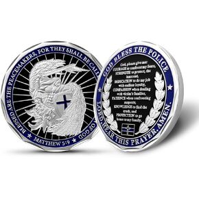St Michael Police Challenge Coin, Saint Michael Police Officers Prayer Coin Thin Blue Line Law Enforcement Challenge Coins Thank You Coin Collectible Gift in Kuwait