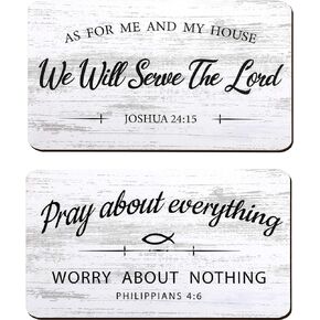 2 Pieces As for Me and My House We Will Serve The Lord Rustic Wood Sign Pray About Everything, Worry About Nothing Bible Verse Wall Decor Hanging Sign Art Sign for Bedroom Living Room Office