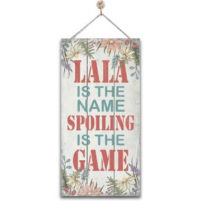 Funny Hanging Family Sign, Gaga is The Name Spoiling is The Game Wood Wall Decor Sign, Printed Wood Wall Art Sign, Hanging Rustic Family Signs for Home Decor, Gift for Grandma