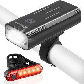 USB Rechargeable Bike Light Set - WASAGA 3000 Lumens Bike Headlight Super Bright Waterproof Bicycle Light and Taillight for Road Bike, BMX