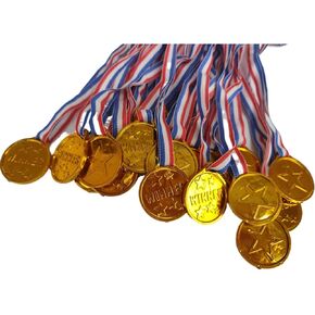 Gold Plastic Winner Award Medals for Kids, 30PCS Golden Winner Medals for Sports, Competition, Talent Show, Games, Parties
