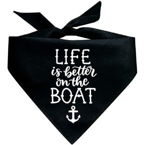 Life is Better On A Boat Dog Bandana (121 Black, X-Small)