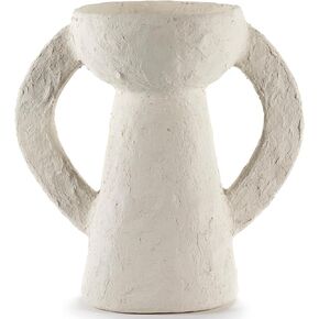 Decorative Vase with Handles | Earth interior accessories by Marie Michielssen | White Paper Mache Home Decor Living Room on Coffee Table | Kitchen Decorations | Entryway Table Decor Shelf Pot L in Kuwait