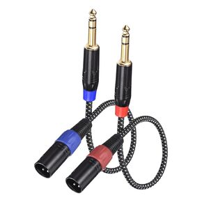 PATIKIL 1/4 Inch TRS to XLR Male Patch Cables, 3.3ft 22AWG Microphone Cables Nylon Braided Cord 6.35mm to 3-Pin XLR Speaker Patch Cables for Mic Mixer 2 Pcs