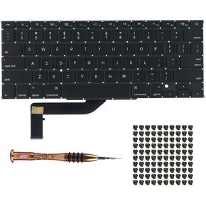 Willhom US Keyboard with Screws + Screwdriver Kit Replacement for MacBook Pro Retina 15" A1398 (Mid 2012- Mid 2015)