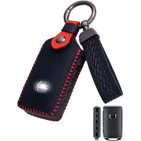 for Mazda Key Fob Cover Leather Car Key Case Protector Keychain Smart Key Fob Holder Compatible for Mazda 3 Hatchback 2019-2024 for Mazda 6 CX-5 CX-50 CX-30 CX-9 2020-2024 (Blue)