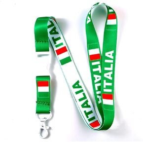 Italia Italy Flag Lanyard Keychain - ID Lanyard for Keys Badges Fob - ID Holder Keychain for Women Men Kids