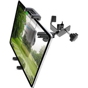 Charchendo Aluminum Alloy Golf Cart Tablet Holder with Dual Metal Ball Head, [Anti-Drop] 360° Adjustable Golf Cart Phone Mount Clamp Hand Free Fits iPad Pro 12.9/Air/Mini, Switch, 4-12.9" Devices