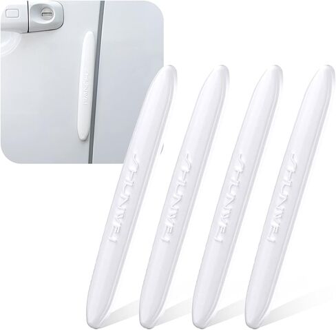 4 Pieces Car Door Protector, 4.7In Car Side Door Edge Silicone Stickers, Switching Door Anti-Scratch Protection Strip, Universal for Car/Rear View Mirror Decorative (White) in Saudi Arabia