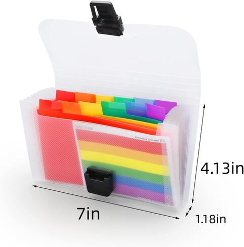 13 جيوب ملف صغير توسيع مجلد منظم قوس قزح متعدد الطبقات الأكورديون جيب البيانات مشبك التذاكر مشبك، لمكتب المدرسة in Kuwait