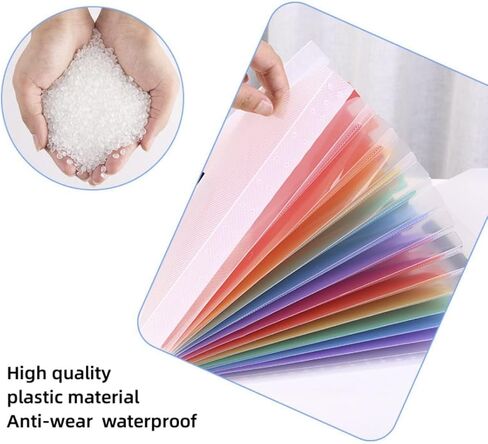 13 جيوب ملف صغير توسيع مجلد منظم قوس قزح متعدد الطبقات الأكورديون جيب البيانات مشبك التذاكر مشبك، لمكتب المدرسة in Kuwait