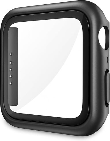 حافظة للسلسلة 9/8/7 Apple Watch مقاس 45 ملم مع زجاج مقسى وغطاء أزرار - أسود | غطاء لساعة أبل مع واقي الشاشة | مقاومة للماء | سليم فيت | حساسة للمس | المصد (45 ملم) in Saudi Arabia