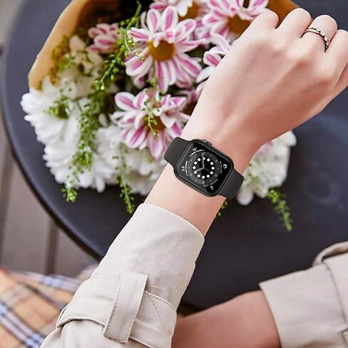 حافظة للسلسلة 9/8/7 Apple Watch مقاس 45 ملم مع زجاج مقسى وغطاء أزرار - أسود | غطاء لساعة أبل مع واقي الشاشة | مقاومة للماء | سليم فيت | حساسة للمس | المصد (45 ملم) in Saudi Arabia