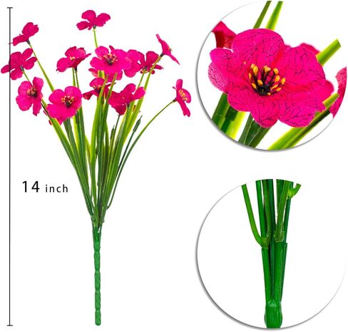 21 حزمة من الزهور الاصطناعية في الهواء الطلق مقاومة للأشعة فوق البنفسجية من الحرير لا تبهت زهور خارجية وهمية بلاستيكية خضراء شجيرات صناعية صندوق نافذة الشرفة لتزيين المنزل (Fuchica) in Kuwait