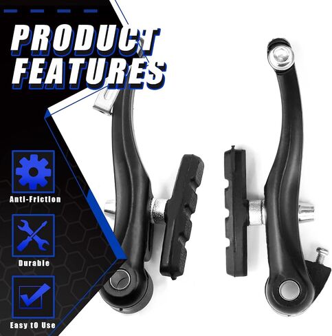 Glarks 12Pcs Bike Brake Set Including 4 Pairs 8Pcs Black V-Bike Brakes, 4Pcs Steel Front and Rear Bike Brake Cables for Mountain Road Bikes in Saudi Arabia