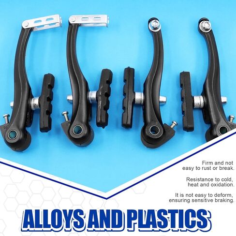 Glarks 12Pcs Bike Brake Set Including 4 Pairs 8Pcs Black V-Bike Brakes, 4Pcs Steel Front and Rear Bike Brake Cables for Mountain Road Bikes in Saudi Arabia