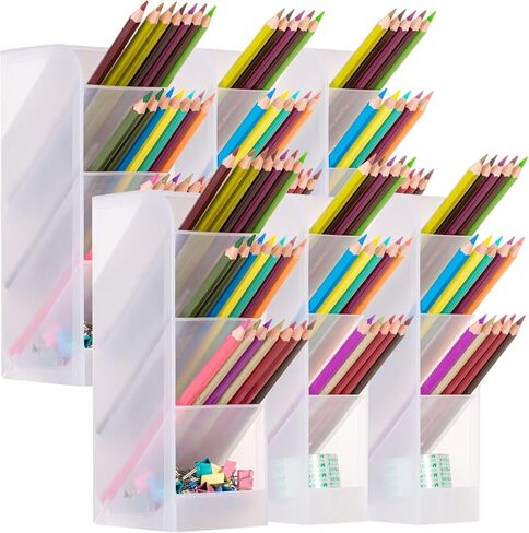 6 قطع منظم أقلام الرصاص لسطح المكتب، حامل أقلام الرصاص، منظم قرطاسية مكتب المكتب للقلم، قلم الرصاص، أقلام التحديد، منظم تخزين أقلام الرصاص البلاستيكي لمستلزمات مكتب المدرسة المنزلية in Kuwait
