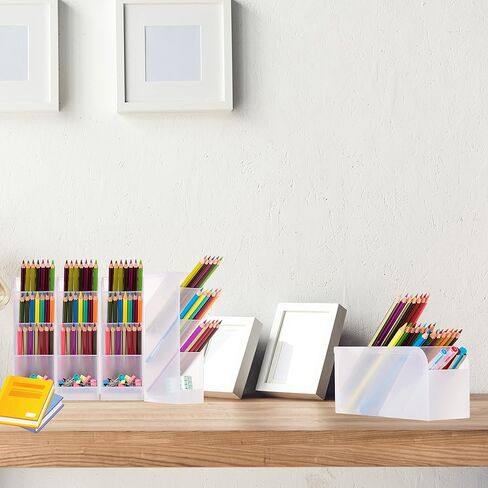 6 قطع منظم أقلام الرصاص لسطح المكتب، حامل أقلام الرصاص، منظم قرطاسية مكتب المكتب للقلم، قلم الرصاص، أقلام التحديد، منظم تخزين أقلام الرصاص البلاستيكي لمستلزمات مكتب المدرسة المنزلية in Kuwait