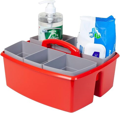 Storex Large Classroom Caddy with Cups, 13 x 11 x 6.575 Inches, Red, Case of 2 (00981U02C) in Saudi Arabia