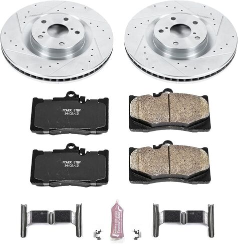 Power Stop K5868 Front Z23 Carbon Fiber Brake Pads with Drilled & Slotted Brake Rotors Kit in Saudi Arabia