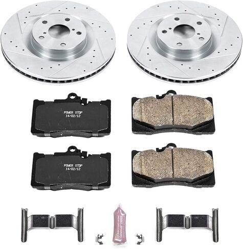 Power Stop K5868 Front Z23 Carbon Fiber Brake Pads with Drilled & Slotted Brake Rotors Kit in Saudi Arabia