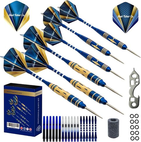 6pc Steel Tip Darts Set - Professional Darts for Dartboard - Includes Barrels + Plastic/Aluminum Shafts + O'Rings + Flights + Sharpener + Wrench in Saudi Arabia
