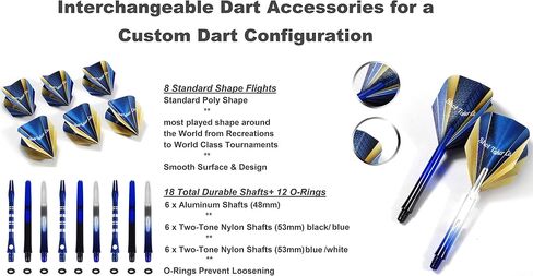6pc Steel Tip Darts Set - Professional Darts for Dartboard - Includes Barrels + Plastic/Aluminum Shafts + O'Rings + Flights + Sharpener + Wrench in Saudi Arabia