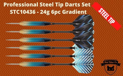 6pc Steel Tip Darts Set - Professional Darts for Dartboard - Includes Barrels + Plastic/Aluminum Shafts + O'Rings + Flights + Sharpener + Wrench in Saudi Arabia