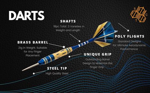 6pc Steel Tip Darts Set - Professional Darts for Dartboard - Includes Barrels + Plastic/Aluminum Shafts + O'Rings + Flights + Sharpener + Wrench in Saudi Arabia