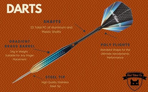 6pc Steel Tip Darts Set - Professional Darts for Dartboard - Includes Barrels + Plastic/Aluminum Shafts + O'Rings + Flights + Sharpener + Wrench in Saudi Arabia