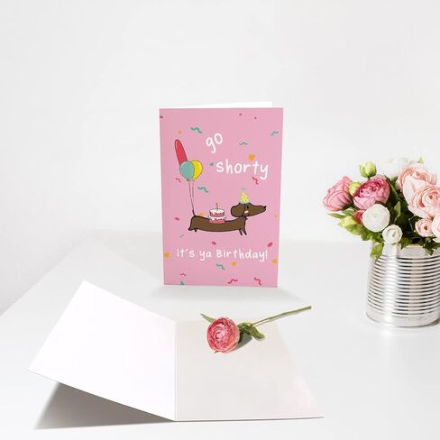 بطاقة عيد ميلاد كلب السجق المضحكة، بطاقة عيد ميلاد سعيد من Dachshund، بطاقة تهنئة عيد ميلاد فكاهية، Go Shorty It's Ya عيد ميلاد in Kuwait