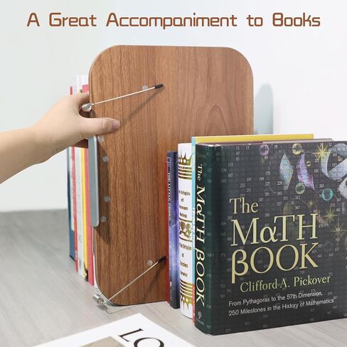 حامل كتب للقراءة، حامل كتب قابل للتعديل للمكتب مع قاعدة دوارة 360 درجة، حامل كتب الطبخ قابل للطي مع مشابك صفحات مرنة لنتائج الموسيقى والرسم والكتب المدرسية (الجوز + الألومنيوم) in Kuwait