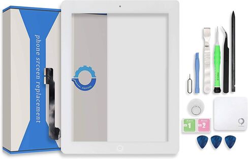 قطع غيار شاشة تعمل باللمس، مجموعة زجاجية رقمية لجهاز iPad 3 + مجموعة أدوات احترافية (أبيض) in Kuwait