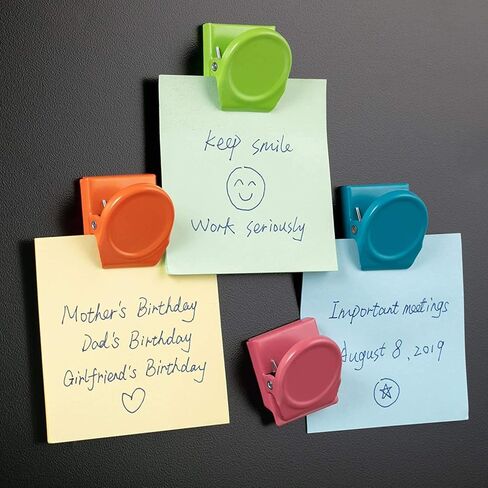 24 قطعة من المشابك المغناطيسية، مشابك معدنية مغناطيسية، مشبك مغناطيس حائطي للثلاجة، مشابك مذكرة مذكرة، مشابك معدنية مغناطيسية، متعددة الألوان in Kuwait