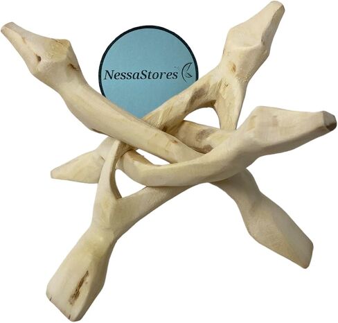NessaStores- Natural Carved Tripod Wood Stand Holder 6 Inch #JC-065 (1 pc) in Saudi Arabia