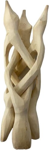 NessaStores- Natural Carved Tripod Wood Stand Holder 6 Inch #JC-065 (1 pc) in Saudi Arabia