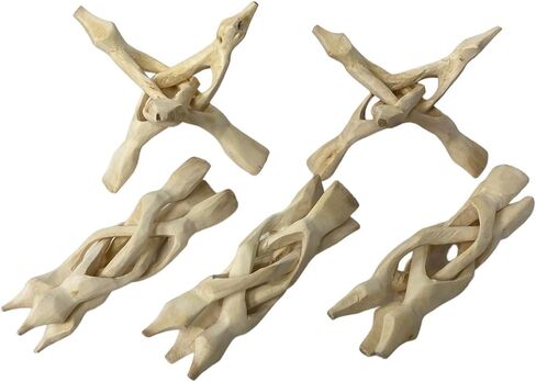 NessaStores- Natural Carved Tripod Wood Stand Holder 6 Inch #JC-065 (1 pc) in Saudi Arabia