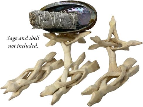 NessaStores- Natural Carved Tripod Wood Stand Holder 6 Inch #JC-065 (1 pc) in Saudi Arabia